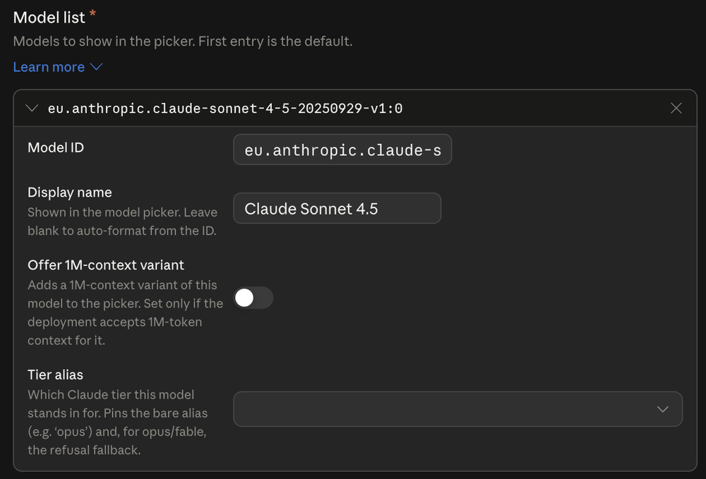 Model list with a display name users will actually recognize