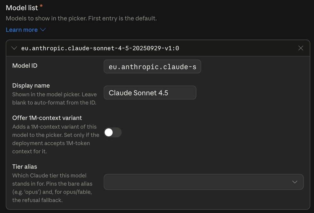Model list with a display name users will actually recognize